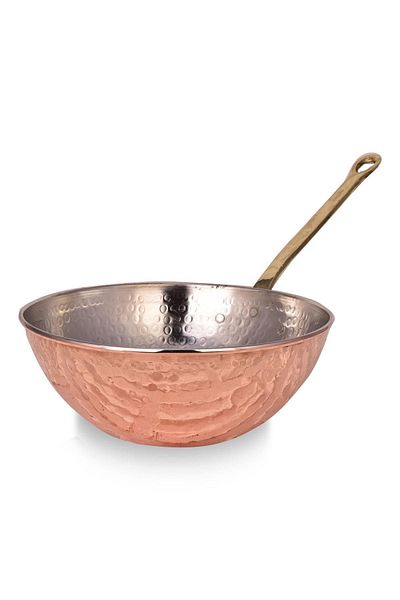 GEREKSEAL 25 cm Red Crane Copper Wok Pan - Hand Forged 4801-1