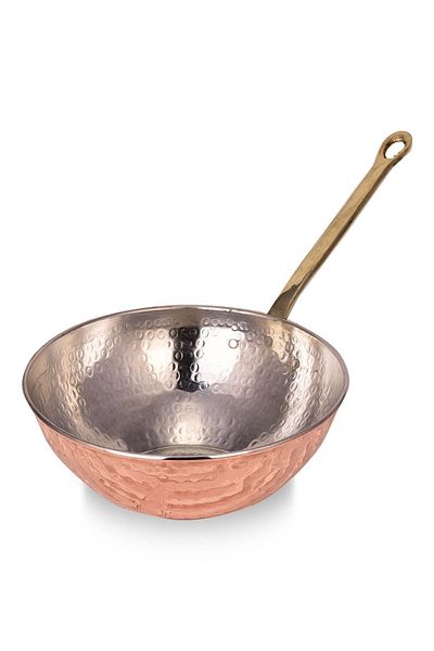 GEREKSEAL 25 cm Red Crane Copper Wok Pan - Hand Forged 4801-1