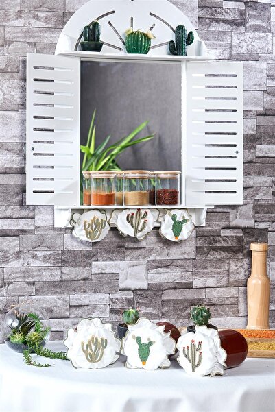 caka home design 3'lü Kumaş Kavanoz Kapağı Kaktüs Desen
