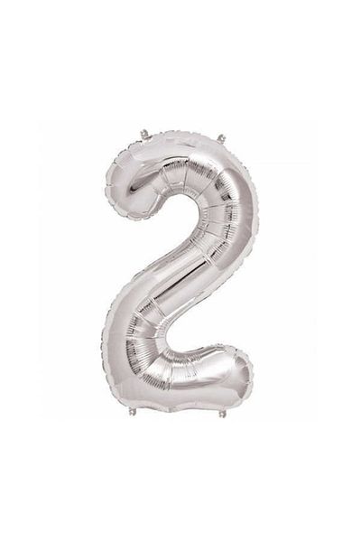 PiCare Foil Balloon Number 2 Silver 16 Inc(40cm) Pk:1 Ar1596g2