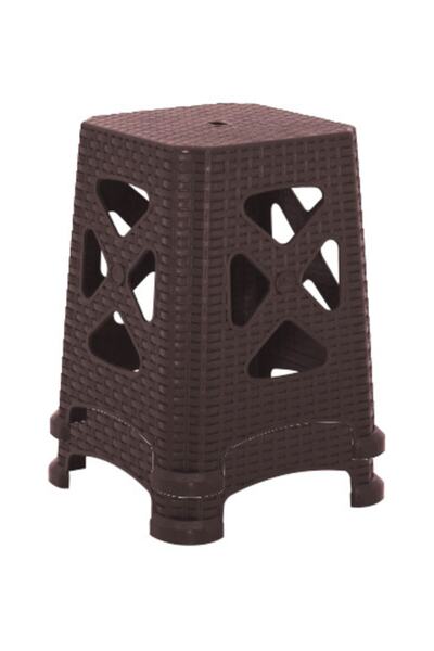 tubihome Plastik Tabure Büyük Kahverengi Renk 2'li