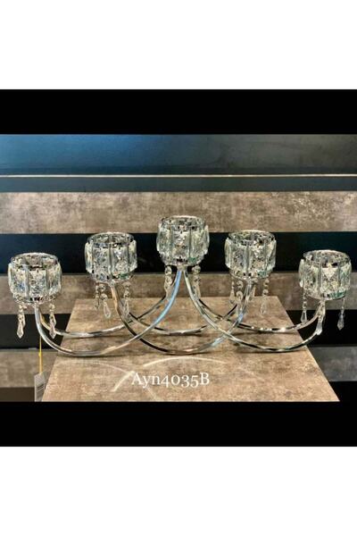 decovien Yatay Şamdan Gümüş