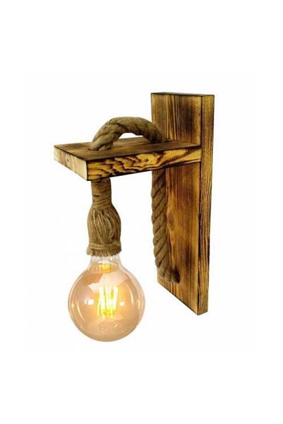 Zümra Ahşap Wooden Rope Wall Lamp