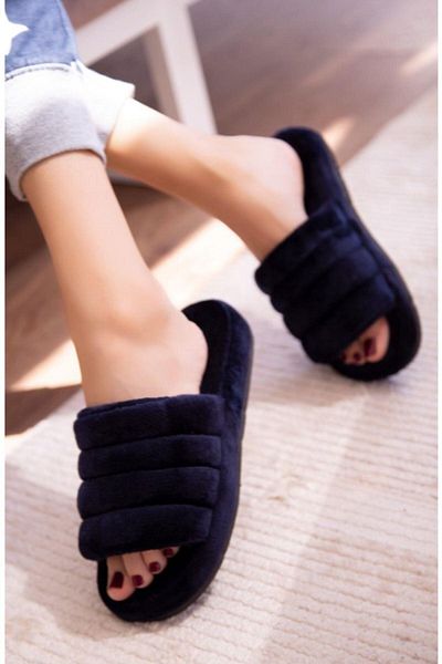 BAŞAK Women's Black Sindi House Slippers Soft Sole Dowry and Bundle Slippers