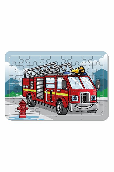 Baskı Atölyesi Itfaiye Aracı A4 54 Parça Ahşap Puzzle