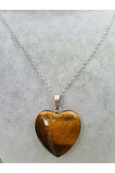 LAYA STONE قلادة من الحجر الطبيعي على شكل قلب عين النمر