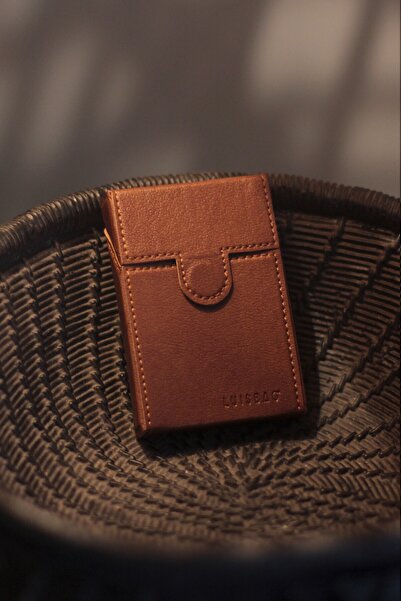 Bipanya Καφέ Luisbag Πολυτελές Δερμάτινο Κοντό Κουτί Τσιγάρων Bp-4395lbs