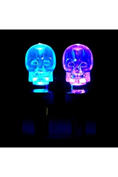 AVMmarketim Mavi Kuru Kafa Işıklı Bisiklet Sibop Kapağı Jant Sibop Işığı