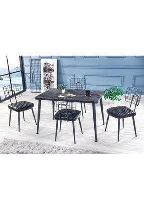 stoker milano masa takimi 4 adet tel sandalye sabit masa 80x120 siyah fiyati yorumlari trendyol