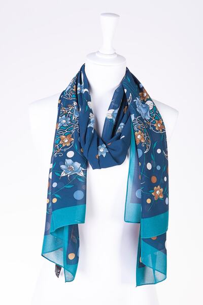 AS ESARP Kadın Mavi Desenli Şal
