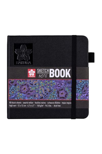 Sakura Sketchbook Hard Cover Sketch Drawing Book Black Leaf 12x12 Cm.140 Gr.80 Sheets