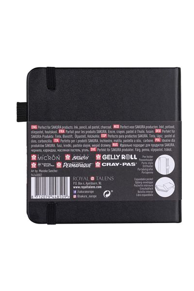 Sakura Sketchbook Hard Cover Sketch Drawing Book Black Leaf 12x12 Cm.140 Gr.80 Sheets