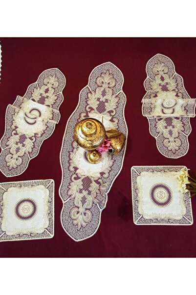 Çt Çeyizci Tekstil طقم غرفة معيشة 5 قطع قطيفة – Cyz04