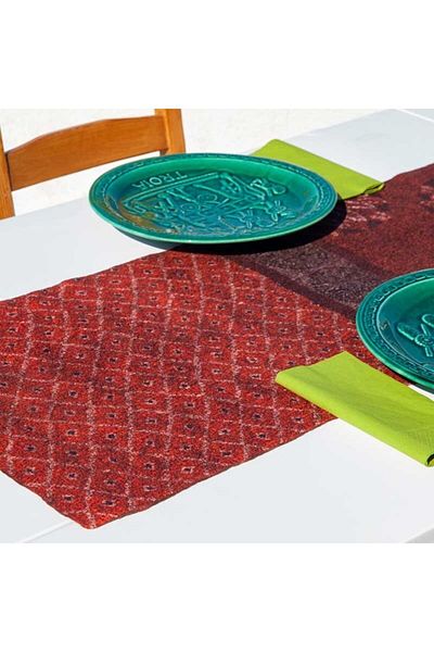 Nomads Felt Natural Wool-Silk Runner Tablecloth 3| Claret Red| Nomads Felt
