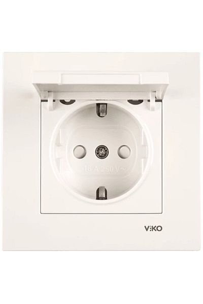 VİKO Karre Child Protected Covered Cream Grounded Socket Framed 12 Pieces