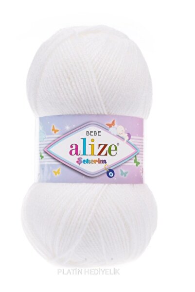 Alize (5 штук) Цукор 55 Білі нитки для ручного в'язання Жилет Кардиган Шарф К...