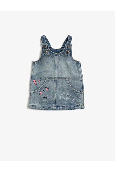 Koton Rochie de buzunar cu imprimeu albastru din bumbac fetita