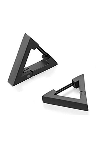 VipBT Unisex Siyah Triangle 3 Kenar Titanyum Çelik Çift Küpe