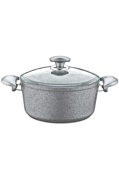 OMS Granit Derin Tencere Cam Kapaklı Gr i3110.01.02 22*11,5 cm/ 3,5 lt