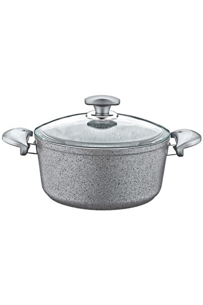 OMS Granit Derin Tencere Cam Kapaklı Gri 3110.01.02 26*12,5 cm / 5,5 lt