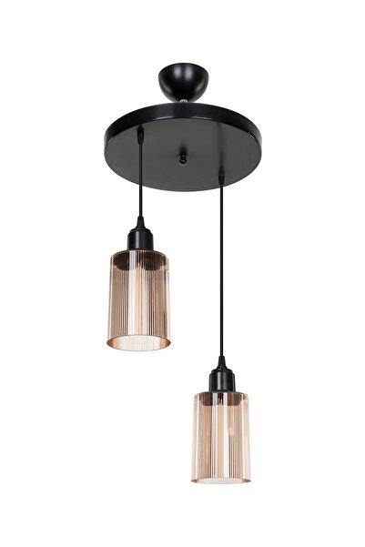 Modelight Aksel 2'li Avize Bal Optik Camlı Siyah