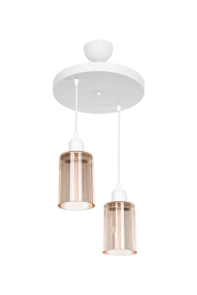 Modelight Aksel 2'li Avize Bal Optik Camlı Beyaz