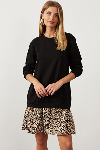 Cool & Sexy Kleid - Schwarz - Gerüschter Saum