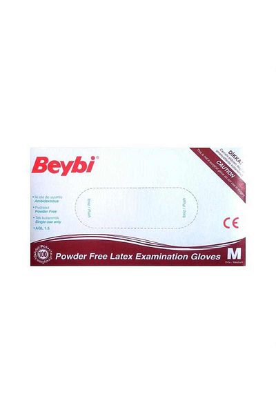 Beybi Latex Powder-Free Size M (medium) Gloves 100 Pieces 50 Pairs