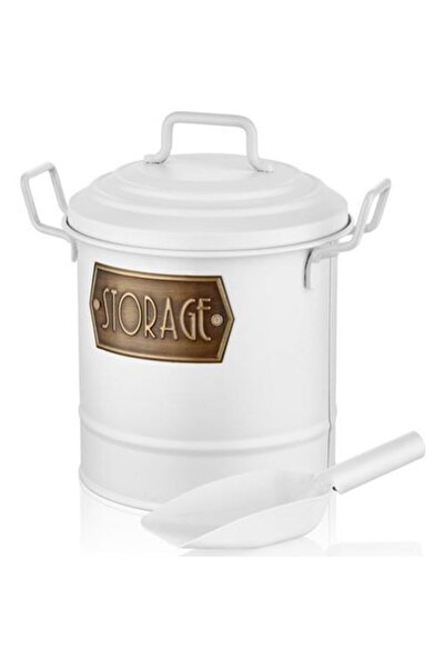 The Mia دلو تخزين والبقولات باللون الأبيض المجلفن مقاس 26 × 23 سم - Glv0508