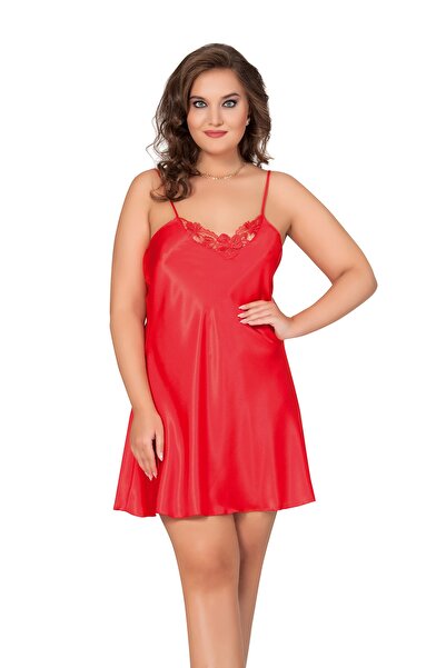 MOONGIRL Women's Red Plus Size Satin Nightgown