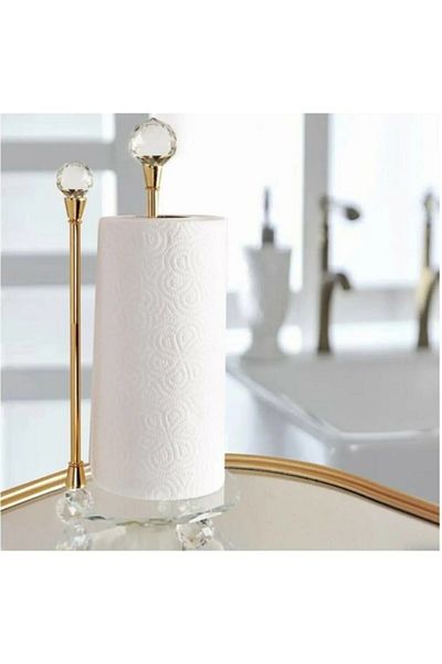 KENZHOME Gold Colored Decorative Glass Crystal Stone Paper Towel Holder