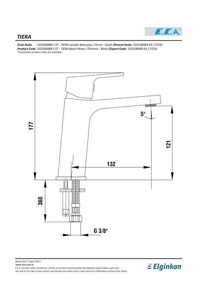 Eca Tıera Bı Color Black Chrome Sink Faucet 103508989