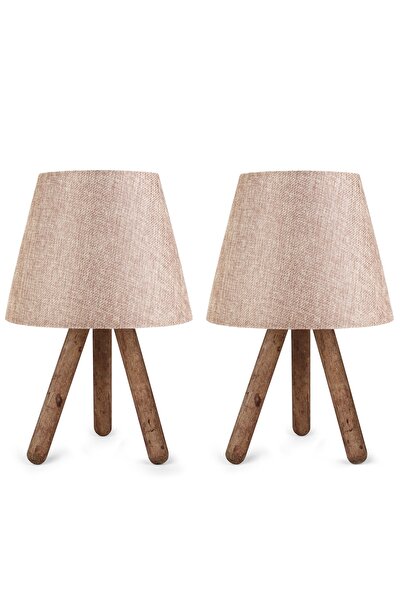 HOMİNG Design Wooden Three-Legged Lampshade Set of 2