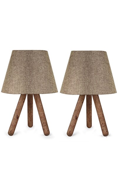 HOMİNG Design Wooden Three-Legged Lampshade Set of 2