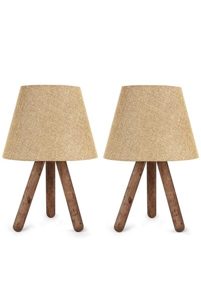 HOMİNG Design Wooden Three-Legged Lampshade Set of 2
