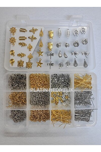 platin hediyelik Küpe Yapım Malzemesi Kancası Halkası Başlangıç Takı Boncuk Seti