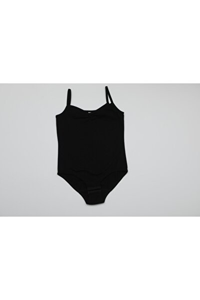 Öztaş Underwear Kız Çocuk Siyah Ip Askılı Likralı Çıtçıtlı Body