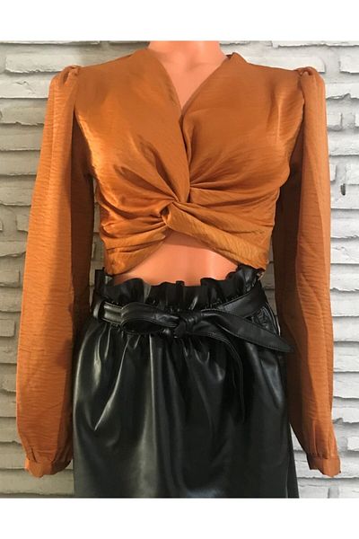 MaSoMi Γυναικεία Tan Crop Μπλούζα