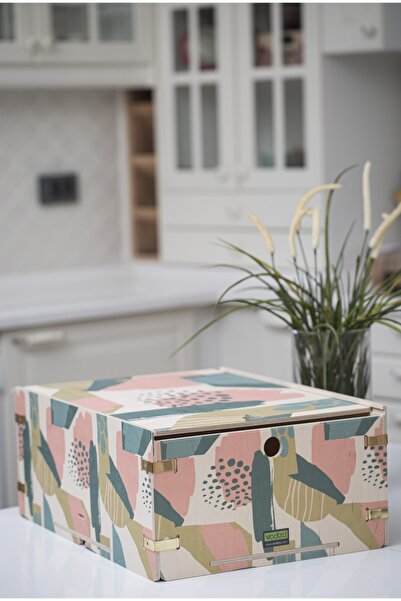 Wodiza Pastel Büyük Boy Ahşap Saklama Kutusu 46cm X 35cm X 19cm Dolap Içi Düz...