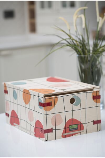 Ahşap Saklama Kutusu Dolap İçi Düzenleyici My Box Spot Orta Boy 35 × 25 × 16 cm