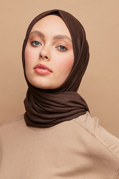 Aslı Gold Combed Cotton Shawl Turkish Brown