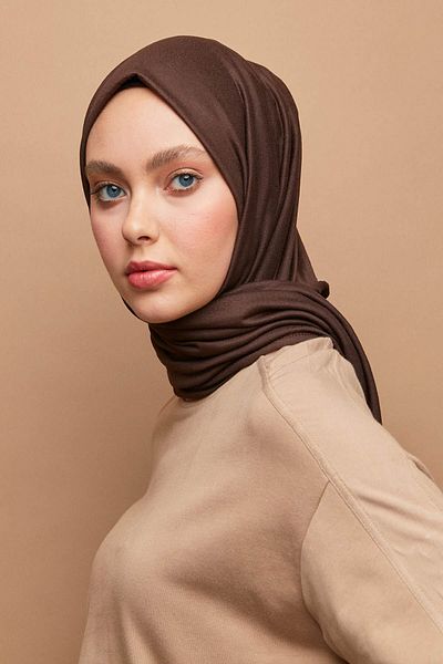 Aslı Gold Combed Cotton Shawl Turkish Brown