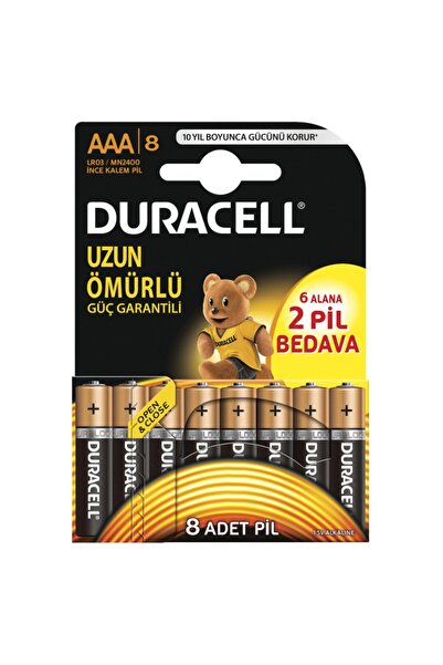 Duracell Alkalin Aaa İnce Kalem Pil 8'li Paket
