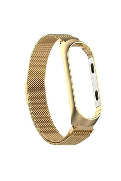 Gpack Xiaomi Mi Band 4 Kılıf Hasır Metal Kordon Gold