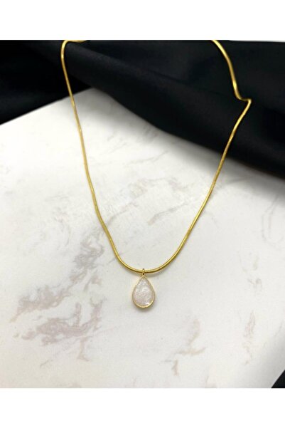 Queen B JewelryCo Damla Model Beyaz Kolye