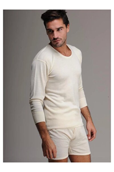 Hasyün Tricou pentru bărbați, bej, cu mânecă lungă