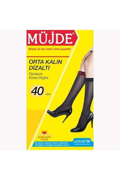 Müjde Дамски черни чорапи до коляното със средна дебелина