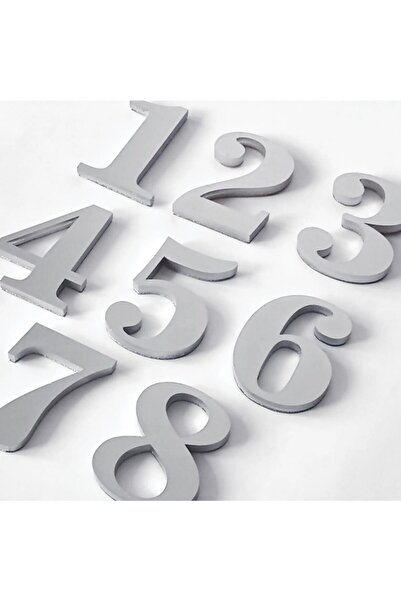 GENDEC Kapı Numarası 10 Cm No=1-2-3-4-5-6-7-8 Yapışkanlı Metalik Gri