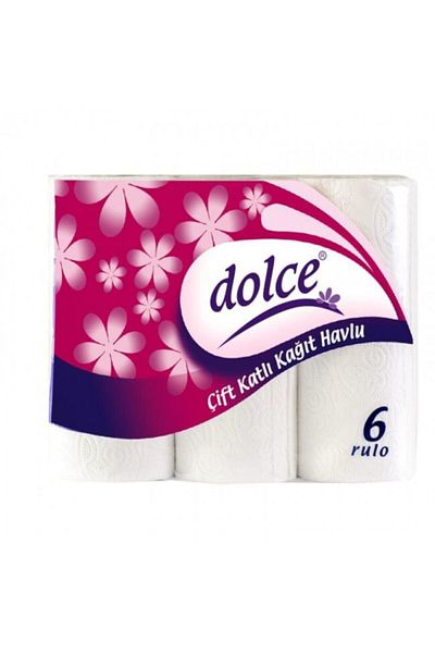 Dolce 6 Pieces Towel Paper 4 Packs 24 Pieces 100% Cellulose 2 Layers