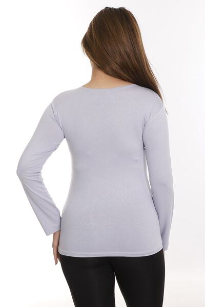 DISENTIS MODEST Gray Viscose Body - Plus Size, Round Neck, Long Sleeve